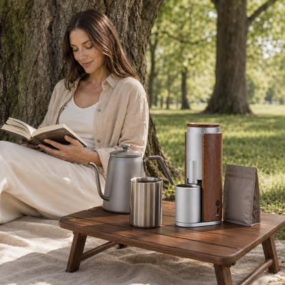 Beanmiller Walnut Cordless Coffee Grinder
