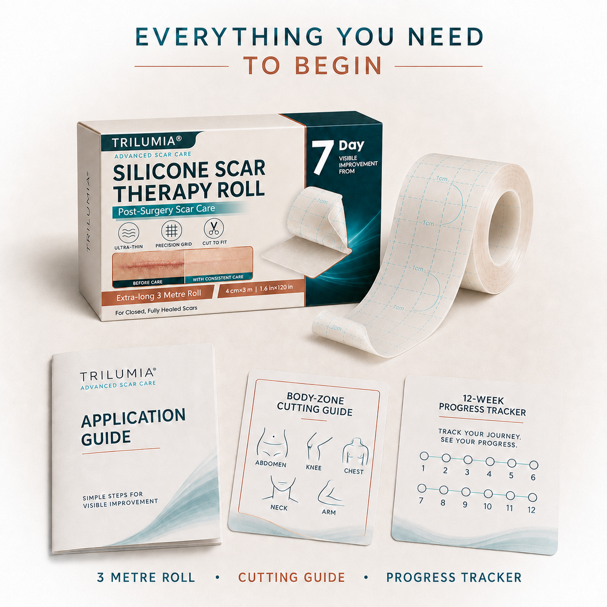 👩‍⚕️👩‍⚕️Trilumia® Silicone Scar Therapy Roll — Custom-Fit Care for Long, Raised Surgical Scars